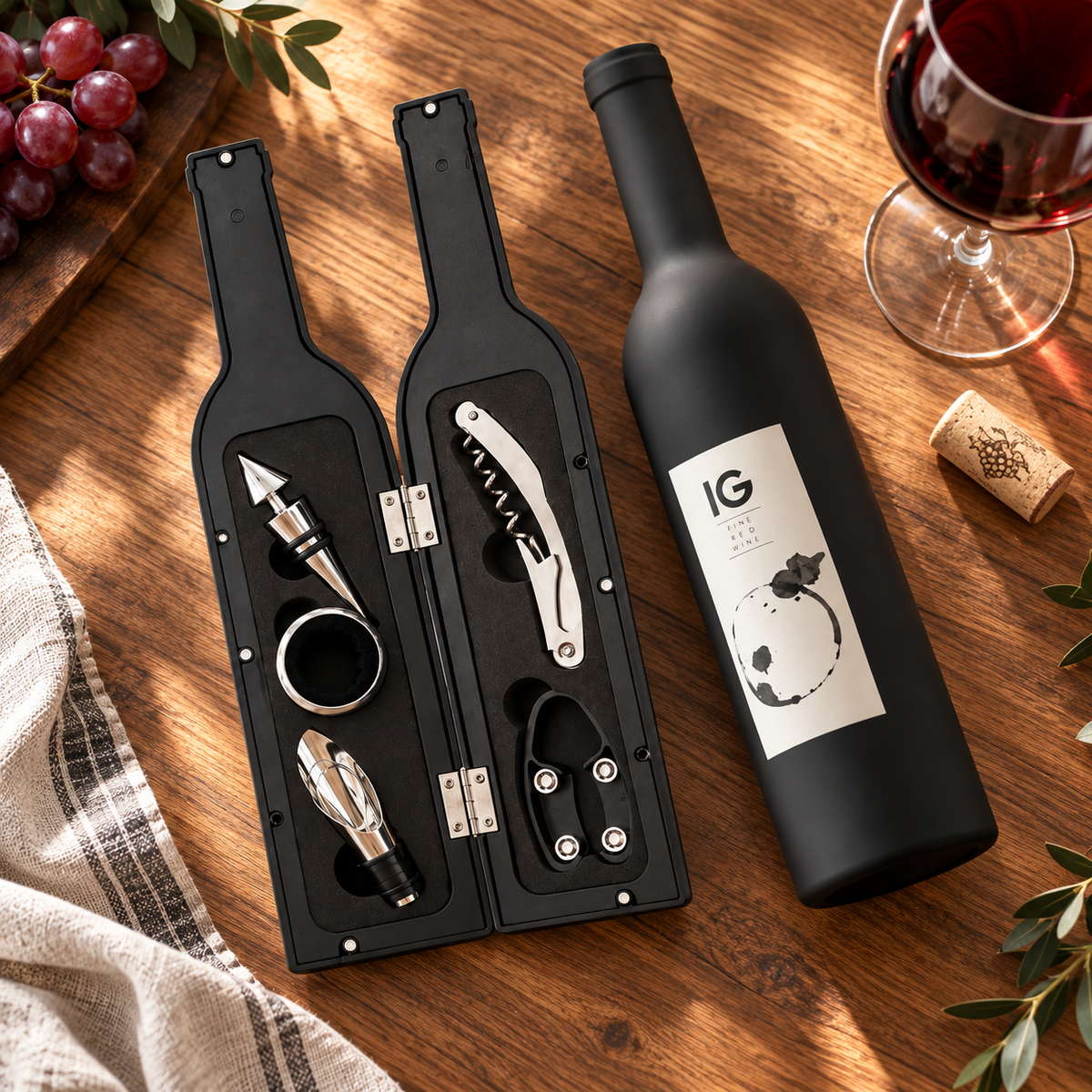 Set accessori vino in ambientazione