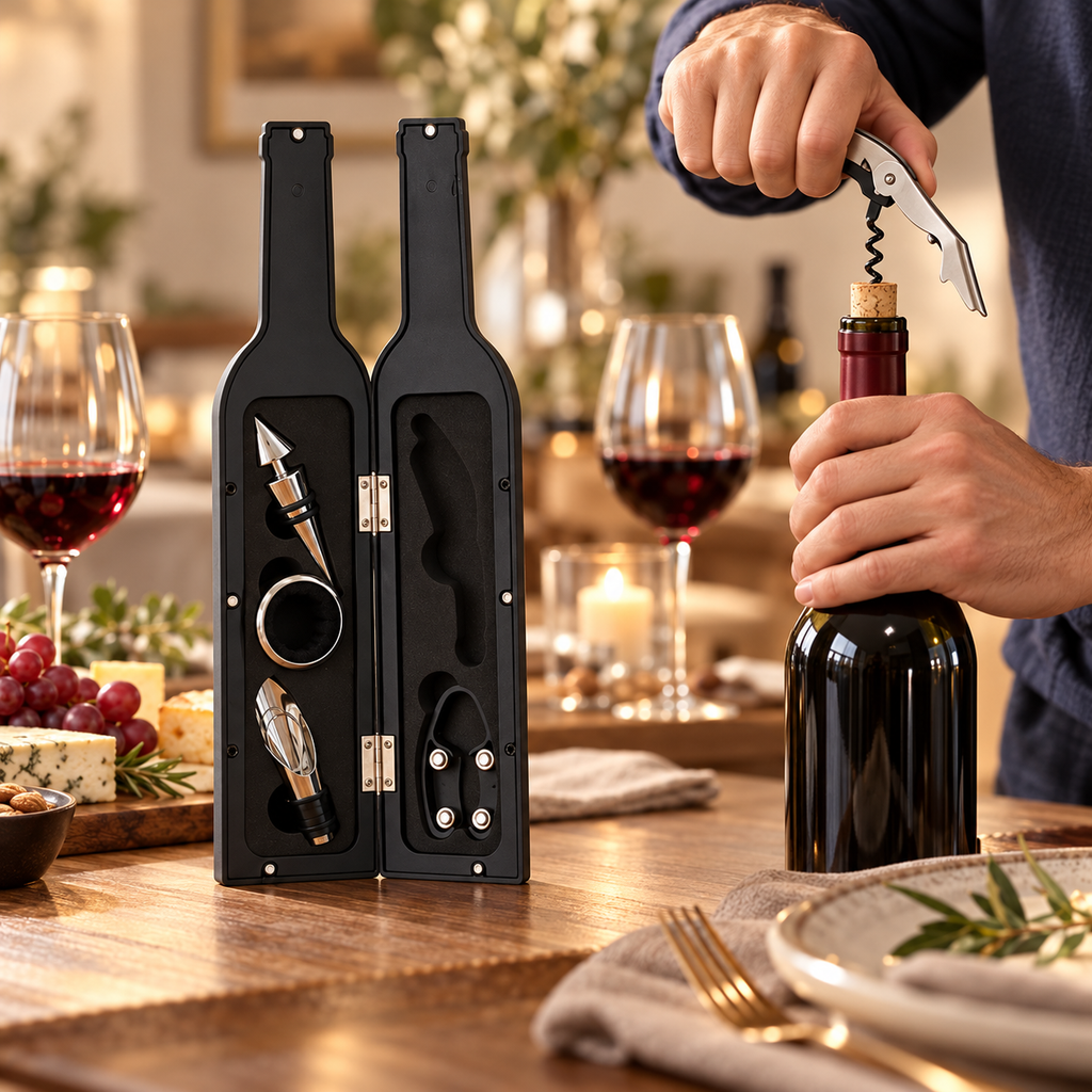 Set Accessori Vino 5 in 1 – Eleganza e Praticità in una Bottiglia